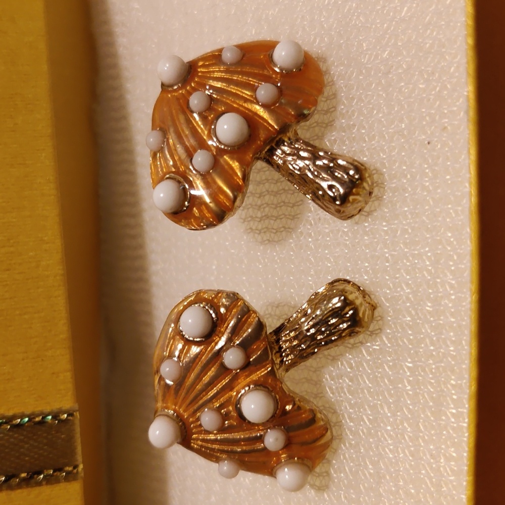 Copper and Gold Mushroom Earrings